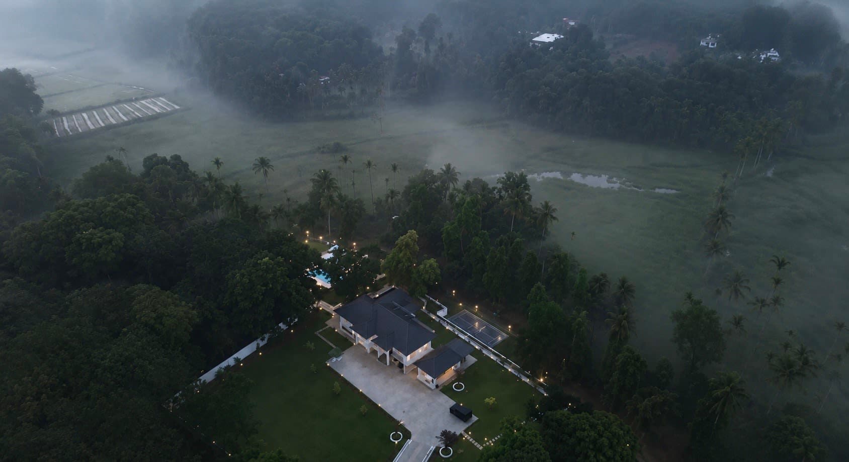 Scenic Two Acre Shoot Location in Kerala with Private Pool, Lush Gardens & Surrounded by Paddy Fields
