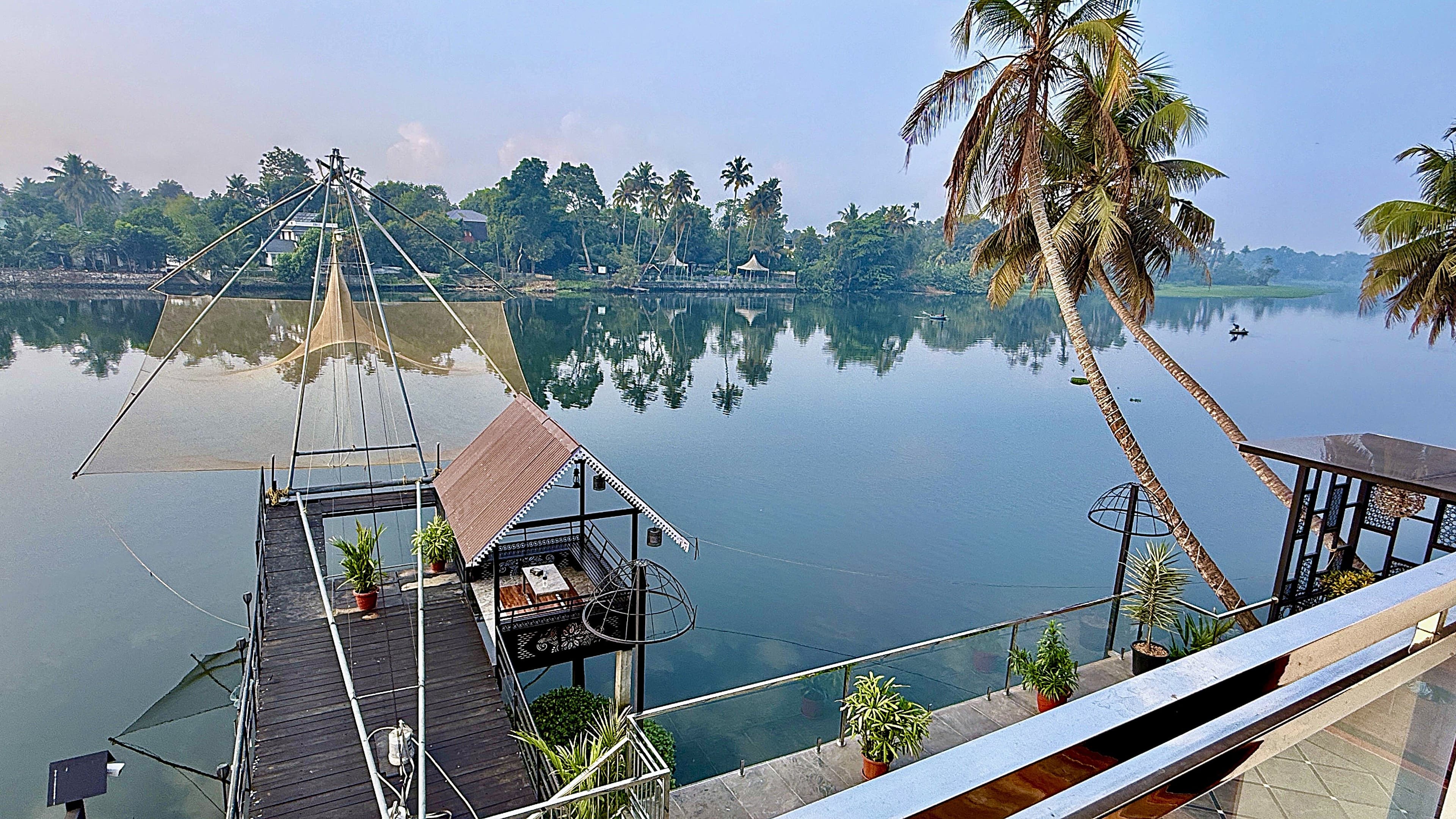 An ultra-luxury waterfront villa on the backwaters of Kochi .